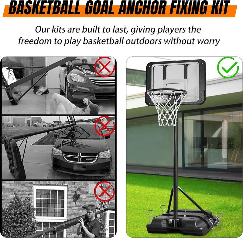 RunNico Basketball Goal Anchor, Heavy Duty Basketball Hoop Tie Down Kit, Court Setup Ground Stakes with Adjustable Straps for Basketball Mounting Trampoline Swing Tent - Image 5